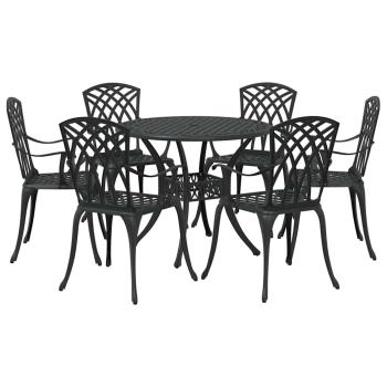 Garten Essgruppe 7 pcs Schwarz Aluminium