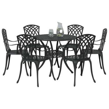 Garten Essgruppe 7 pcs Schwarz Aluminium