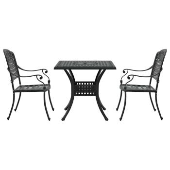 Gartentisch Set 3 pcs Schwarz Gussaluminium