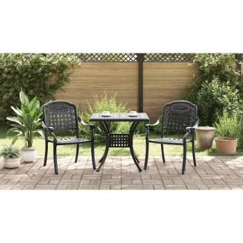 Gartentisch Set 3 pcs Schwarz Gussaluminium