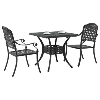 Gartentisch Set 3 pcs Schwarz Gussaluminium
