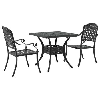 Gartentisch Set 3 pcs Schwarz Gussaluminium