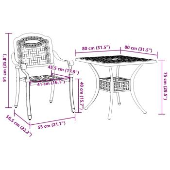 Gartentisch Set 5 pcs Schwarz Gussaluminium