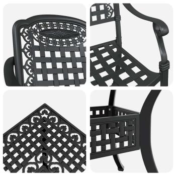 Gartentisch Set 5 pcs Schwarz Gussaluminium