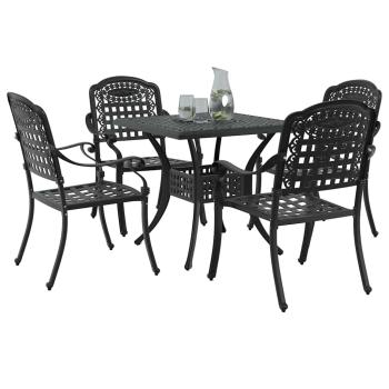 Gartentisch Set 5 pcs Schwarz Gussaluminium