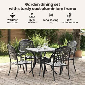 Gartentisch Set 5 pcs Schwarz Gussaluminium