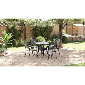 Gartentisch Set 5 pcs Schwarz Gussaluminium