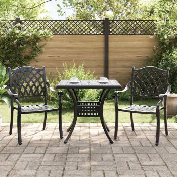 ARDEBO.de - Gartentisch Set 3 pcs Schwarz Gussaluminium