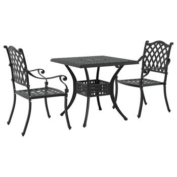 Gartentisch Set 3 pcs Schwarz Gussaluminium