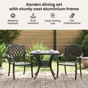 Gartentisch Set 3 pcs Schwarz Gussaluminium