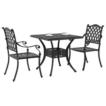 Gartentisch Set 3 pcs Schwarz Gussaluminium
