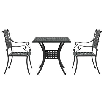 Gartentisch Set 3 pcs Schwarz Gussaluminium