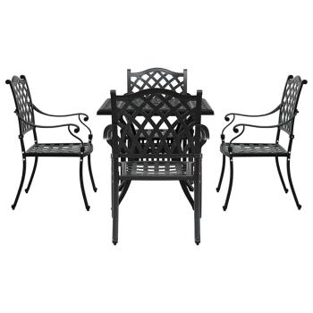Gartentisch Set 5 pcs Schwarz Gussaluminium