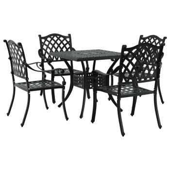 Gartentisch Set 5 pcs Schwarz Gussaluminium