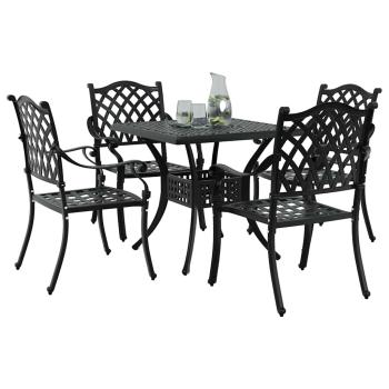 Gartentisch Set 5 pcs Schwarz Gussaluminium