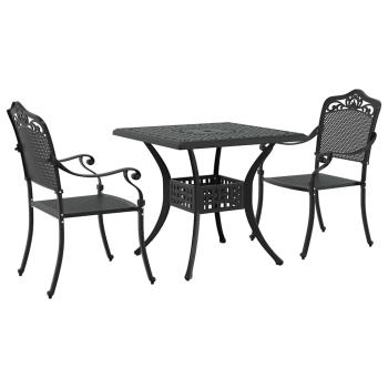 Gartentisch Set 3 pcs Schwarz Gussaluminium