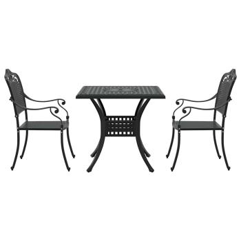 Gartentisch Set 3 pcs Schwarz Gussaluminium