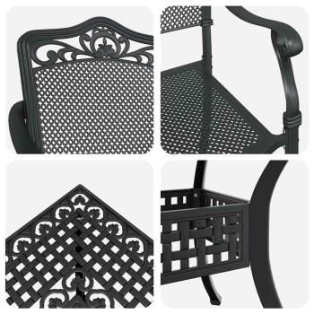 Gartentisch Set 5 pcs Schwarz Gussaluminium
