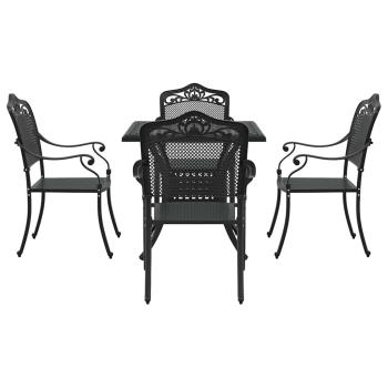 Gartentisch Set 5 pcs Schwarz Gussaluminium