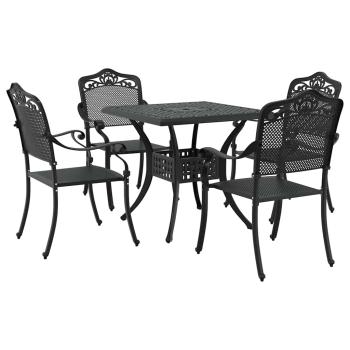 Gartentisch Set 5 pcs Schwarz Gussaluminium