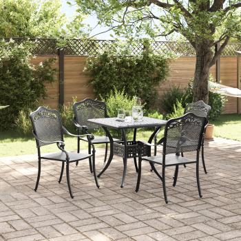 Gartentisch Set 5 pcs Schwarz Gussaluminium