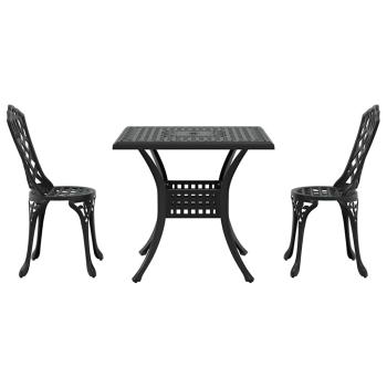 Gartentisch Set 3 pcs Schwarz Gussaluminium