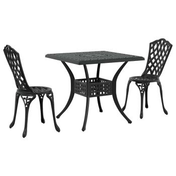 Gartentisch Set 3 pcs Schwarz Gussaluminium