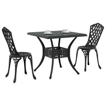 Gartentisch Set 3 pcs Schwarz Gussaluminium