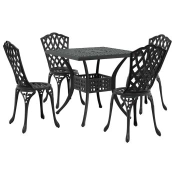 Gartentisch Set 5 pcs Schwarz Gussaluminium