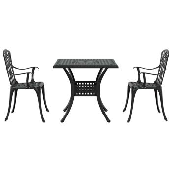 Gartentisch Set 3 pcs Schwarz Gussaluminium
