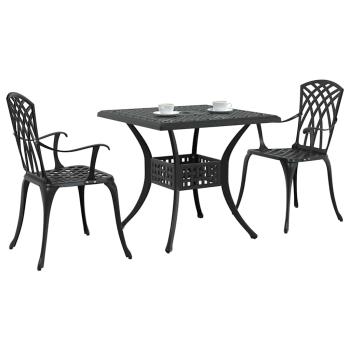 Gartentisch Set 3 pcs Schwarz Gussaluminium