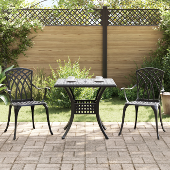 Gartentisch Set 3 pcs Schwarz Gussaluminium