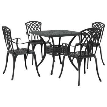Gartentisch Set 5 pcs Schwarz Gussaluminium