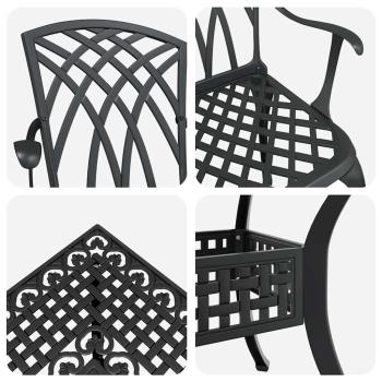 Gartentisch Set 5 pcs Schwarz Gussaluminium