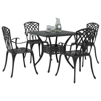Gartentisch Set 5 pcs Schwarz Gussaluminium