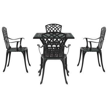 Gartentisch Set 5 pcs Schwarz Gussaluminium