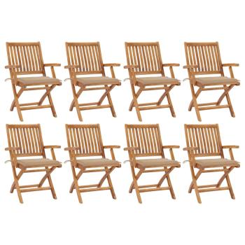 ARDEBO.de - Klappbare Gartenstühle mit Kissen 8 Stk. Massivholz Teak