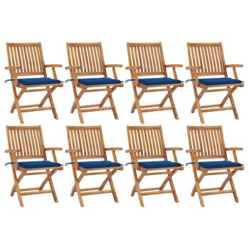 ARDEBO.de - Klappbare Gartenstühle mit Kissen 8 Stk. Massivholz Teak