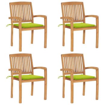 ARDEBO.de - Stapelbare Gartenstühle mit Kissen 4 Stk. Massivholz Teak
