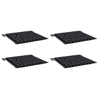 Gartenstuhl-Kissen 4 Stk. Schwarz Karomuster 40x40x3 cm Stoff