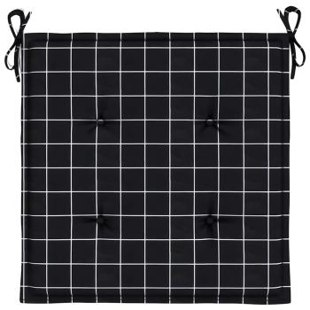 Gartenstuhl-Kissen 4 Stk. Schwarz Karomuster 40x40x3 cm Stoff