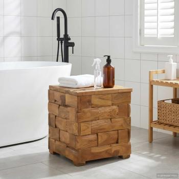 ARDEBO.de - Aufbewahrungshocker Braun 40 x 40 x 45 cm Massives Teakholz