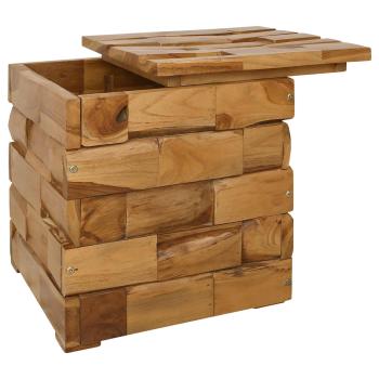 Aufbewahrungshocker Braun 40 x 40 x 45 cm Massives Teakholz