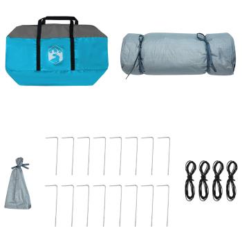 Camping-Zelt-Set mit Dach 2 pcs Blau Taffeta und Stoff