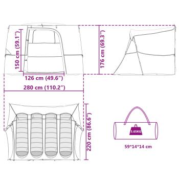 Camping-Zelt-Set mit Dach 2 pcs Orange Taffeta und Stoff