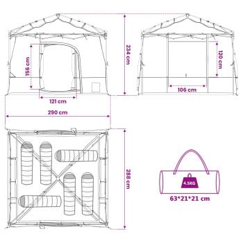 Camping-Zelt-Set 2 pcs Grau und Orange Taffeta und Stoff