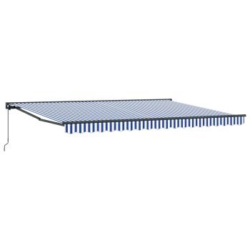 Manuell einziehbare Markise Blau und Weiß 4 × 3,5 m