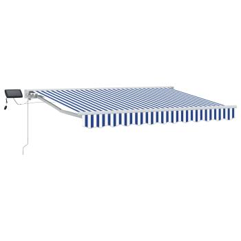 Manueller Markisenrahmen mit LEDs Blau und Weiß 3 x 2,5 m