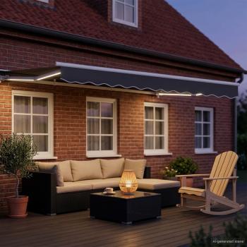 Manueller Markisenrahmen mit LEDs Weiß und Anthrazit 3 x 2,5 m
