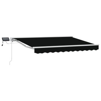 Manueller Markisenrahmen mit LEDs Schwarz und Weiß 3 x 2,5 m